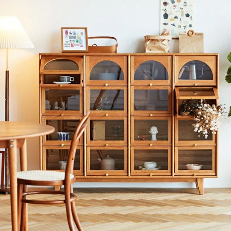 Moderno sideboard in pino porte di vetro armadio di sideboard per sala da pranzo