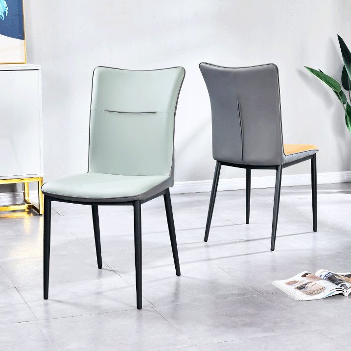 Leather Upholstered Dining Chairs Solid Back Side Chairs with Metal Legs Clearhalo ' kitchen&dining_furn' 'Dining Chairs' 'Dining Tables & Seating' 'dining_chair' 'furn' 'furn_dining_chair' 'Furniture' 'furniture_dining_chair' 'Kitchen & Dining Furniture' 'kitchen' 1200x1200_625d88df-dde5-4a9e-8fed-b66b8324ff23