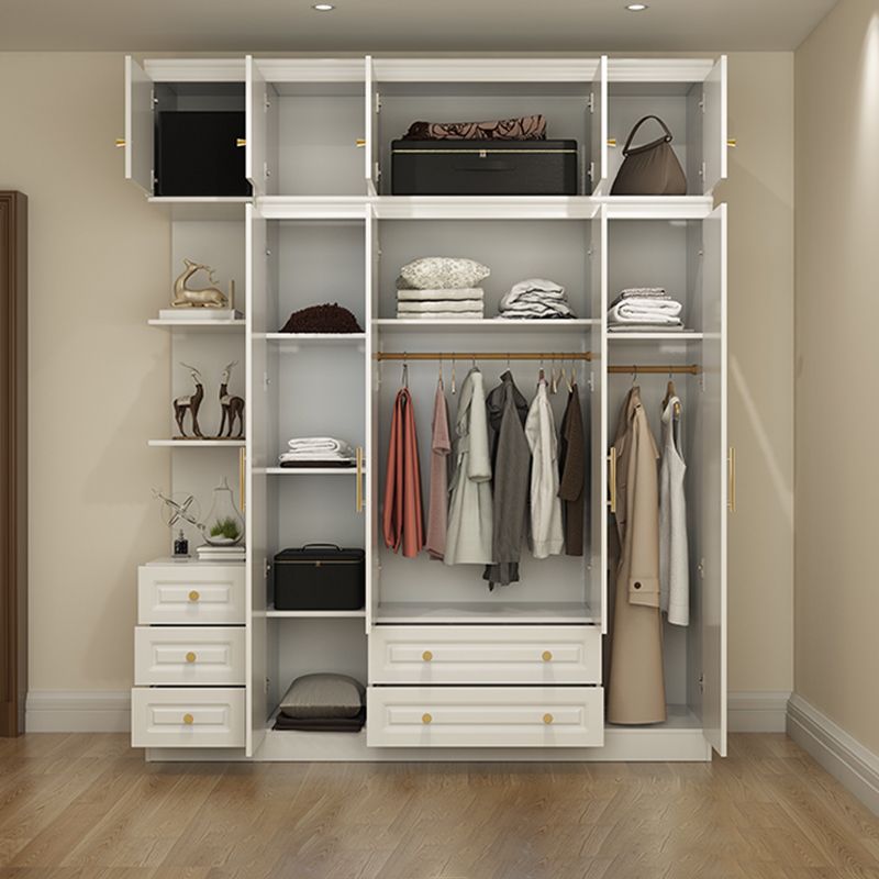 Hinged White Wardrobe Armoire Engineered Wood Wardrobe Closet Clearhalo 'Armoires & Wardrobes' 'armoires_wardrobes' 'Bedroom Furniture' 'furn' 'furn_armoires_wardrobes' 'Furniture' 1200x1200_625d9cbd-4494-4c33-b0e0-d966ec866ee0