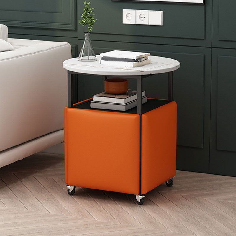 25.6" Tall Contemporary Style Side End Table Round Sofa Side Accent Table