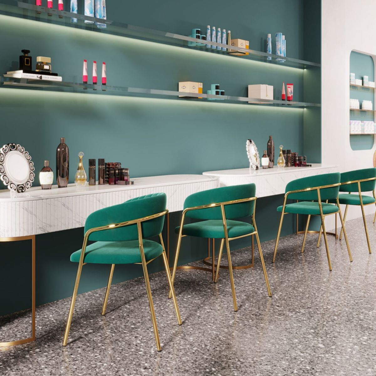 Gestoffeerde eetkamerstoel Glam -stijl Open achterstoel voor de eetkamer