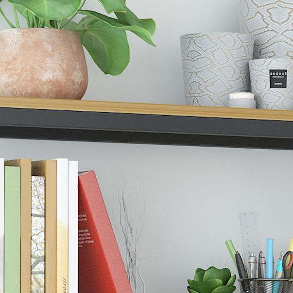 Industrial Wall Unit Bookshelf Black Steel Frame Natural Manufactured Wood Shelf Bookshelf Clearhalo 'Bookcases' 'Furniture' 'furniture_bookcases' 'kitchen' 'kitchen_bookcases' 'Living Room Furniture' 'Office Furniture' 1200x1200_6261f8bf-19a5-45b0-8f05-8e086ce8cb15