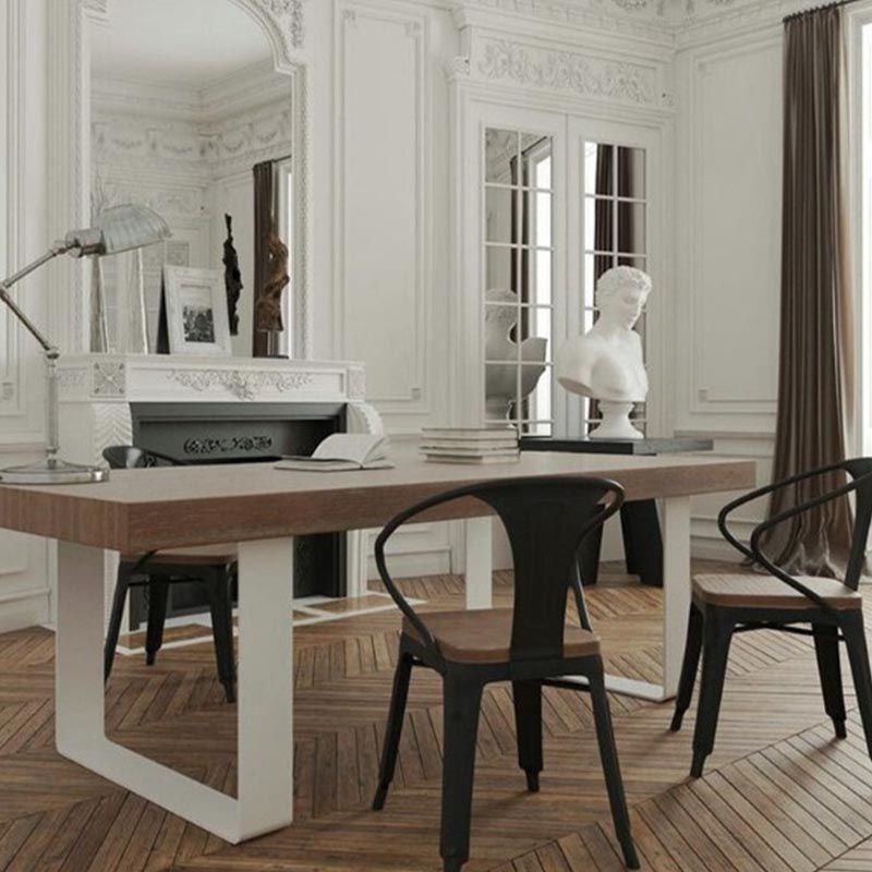Rectangle Double Pedestal Luxury Dining Table Fixed Table with Pine Solid Wood Clearhalo 'Dining Tables & Seating' 'Dining Tables' 'dining_table' 'furn' 'furn_dining_table' 'Furniture' 'furniture_dining_table' 'Kitchen & Dining Furniture' 'kitchen' 'kitchen_dining_table' 1200x1200_626491de-dc67-4df1-9d8d-ef3a1bb2c16e