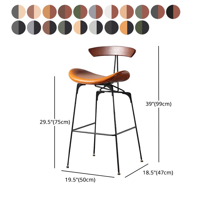 Modern Armless Backrest Counter Stool Iron Milk Tea Shop Bar Stool with Cushion and Pedal Clearhalo 'Bar Furniture' 'Bar Stools' 'bar_stools' 'furn' 'furn_bar_stools' 'furniture_bar_stools' 'Kitchen & Dining Furniture' 'kitchen&dining_furn' 'kitchen' 'kitchen_furn' Furniture' 1200x1200_62673123-847e-47dc-8055-aa59236a6114