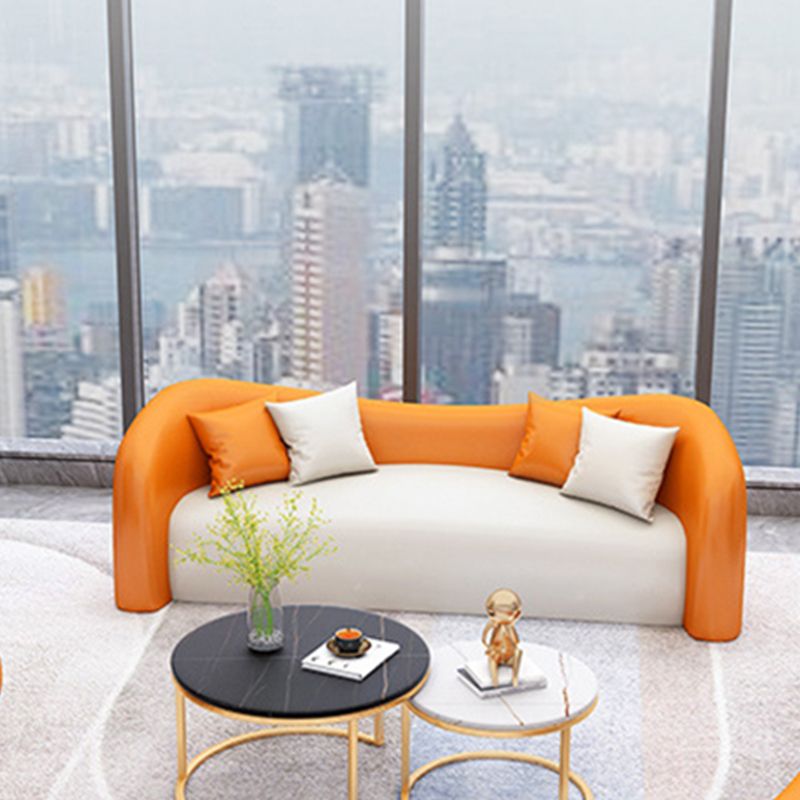 Faux leer gebogen bank moderne hellende armbank voor woonkamer