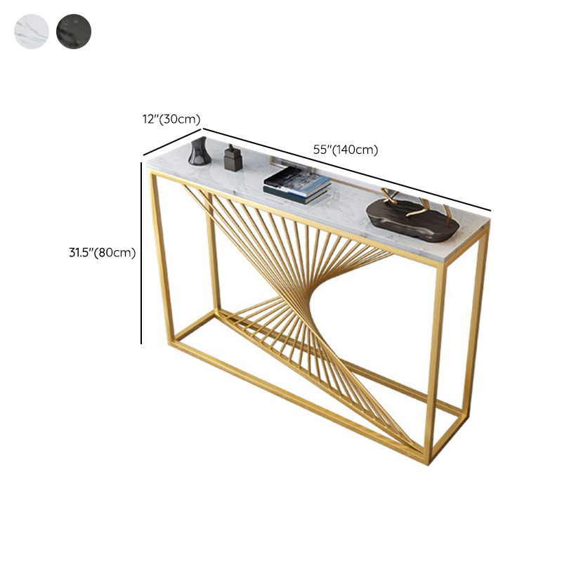 Marble Rectangle Console Table 1-shelf 31.5" Tall Accent Table