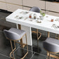 Glam Style Bar Table Rectangle Faux Marble Bar Dining Table with Double Pedestal