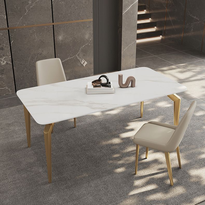 Glam Dining Table Set 1/5/7 Pcs Sintered Stone and Metal Dining Table with Armless Chairs Clearhalo 'Dining Room Sets' 'Dining Tables & Seating' 'dining_room_set' 'furn' 'furn_dining_room_set' 'Furniture' 'Kitchen & Dining Furniture' 1200x1200_6268ce3b-490f-41cc-8b2c-fa5689a09229