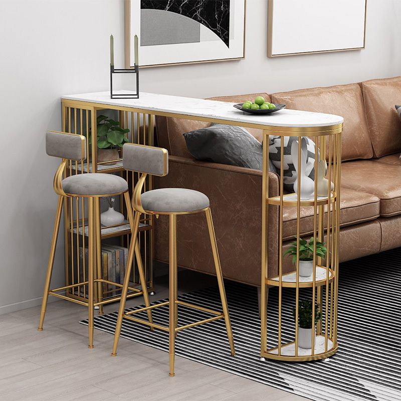 Glam Style Upholstered Barstool Round Bar Height Stool with Gold Frame Clearhalo 'Bar Furniture' 'Bar Stools' 'bar_stools' 'furn' 'furn_bar_stools' 'Furniture' 'Kitchen & Dining Furniture' 1200x1200_6268ce93-af43-4f62-ab5b-4c3358de0b7d