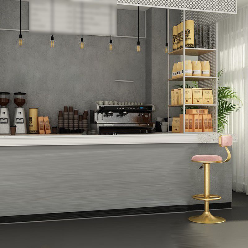 Nordic Glam Liftable Bar Stool Round Counter Bar Stool with Metal Legs Clearhalo 'Bar Furniture' 'Bar Stools' 'bar_stools' 'furn' 'furn_bar_stools' 'Furniture' 'furniture_bar_stools' 'Kitchen & Dining Furniture' 1200x1200_626baac9-a1df-4824-b87b-c44bdd4ba0b9