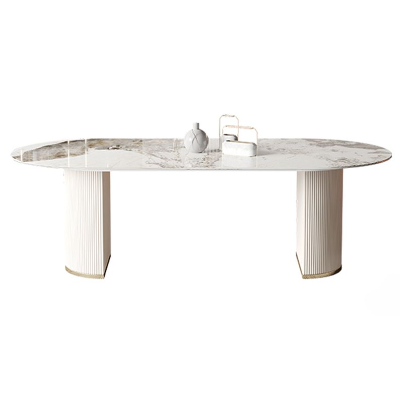 Traditional Luxury Dining Table Sintered Stone Oval Table for Home Clearhalo 'Dining Tables & Seating' 'Dining Tables' 'dining_table' 'furn' 'furn_dining_table' 'Furniture' 'Kitchen & Dining Furniture' 1200x1200_626c3e6c-e079-48c0-a8fa-a012dbc8e342