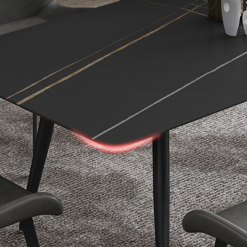 Industrial Dining Table with Black Stone Rectangle Dining Table for Kitchen Clearhalo 'Dining Tables & Seating' 'Dining Tables' 'dining_table' 'furn' 'furn_dining_table' 'Furniture' 'Kitchen & Dining Furniture' 1200x1200_626ccc2e-34c1-4161-ada7-6fcc30652dd7