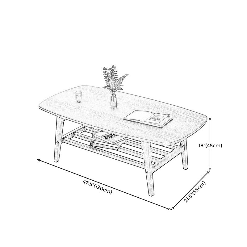 4 Legs Rectangular Coffee Table with Storage Rack Made of Wood Clearhalo 'Coffee & Accent Tables' 'Coffee Tables' 'coffee_tables' 'furn' 'furn_coffee_tables' 'Furniture' 'furniture_coffee_tables' 'Living Room Furniture' 1200x1200_626efb2a-e0bf-4e81-a782-6f9a56ecb7bd