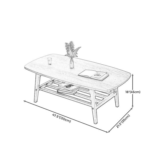 4 Legs Rectangular Coffee Table with Storage Rack Made of Wood Clearhalo 'Coffee & Accent Tables' 'Coffee Tables' 'coffee_tables' 'furn' 'furn_coffee_tables' 'Furniture' 'furniture_coffee_tables' 'Living Room Furniture' 1200x1200_626efb2a-e0bf-4e81-a782-6f9a56ecb7bd