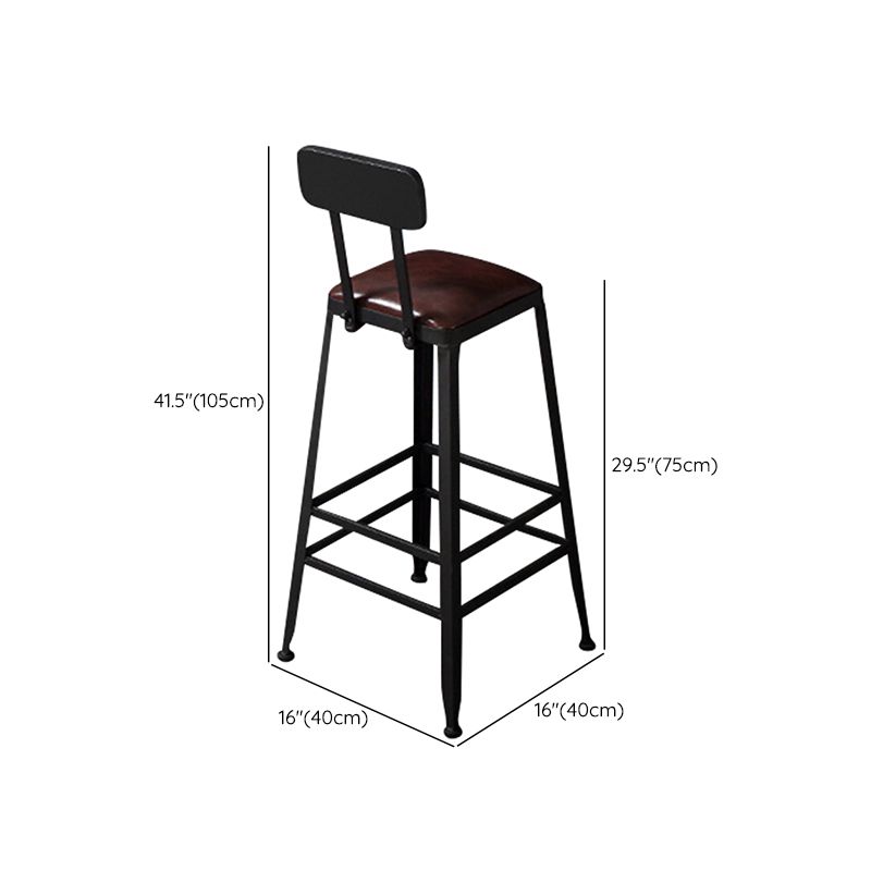 Contemporary Square Dining Stools Metal Bar Stools with Metal Base