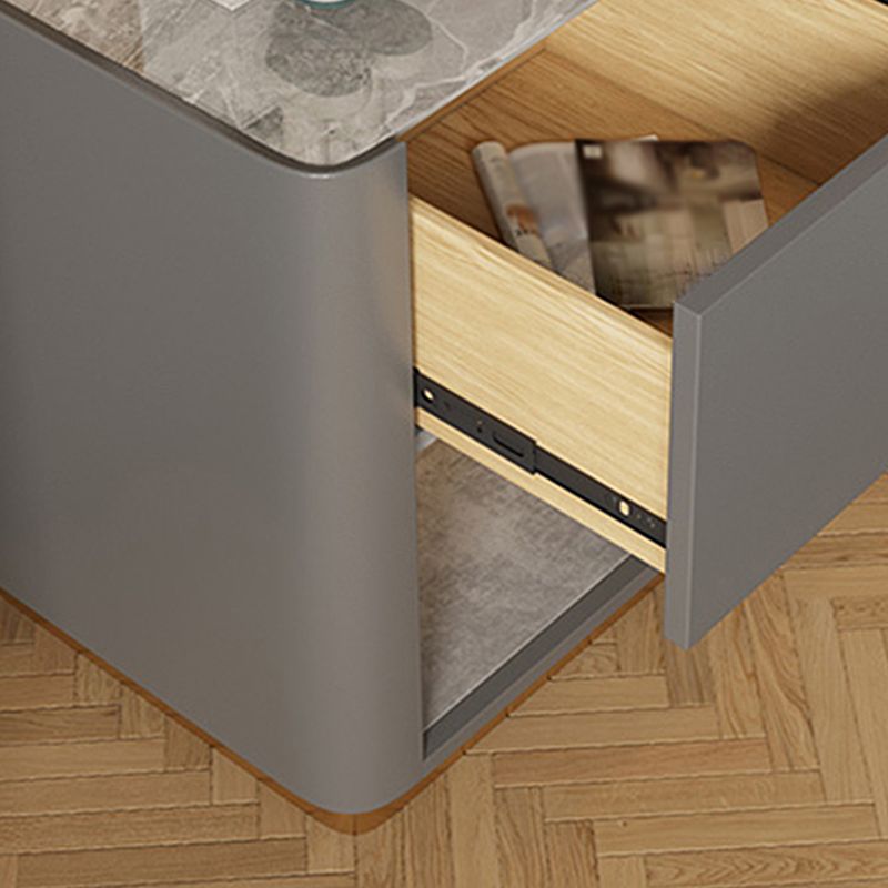 21,65 grand "1 - tiroir en pierre de nuit stand de nuit moderne avec accents en cuir