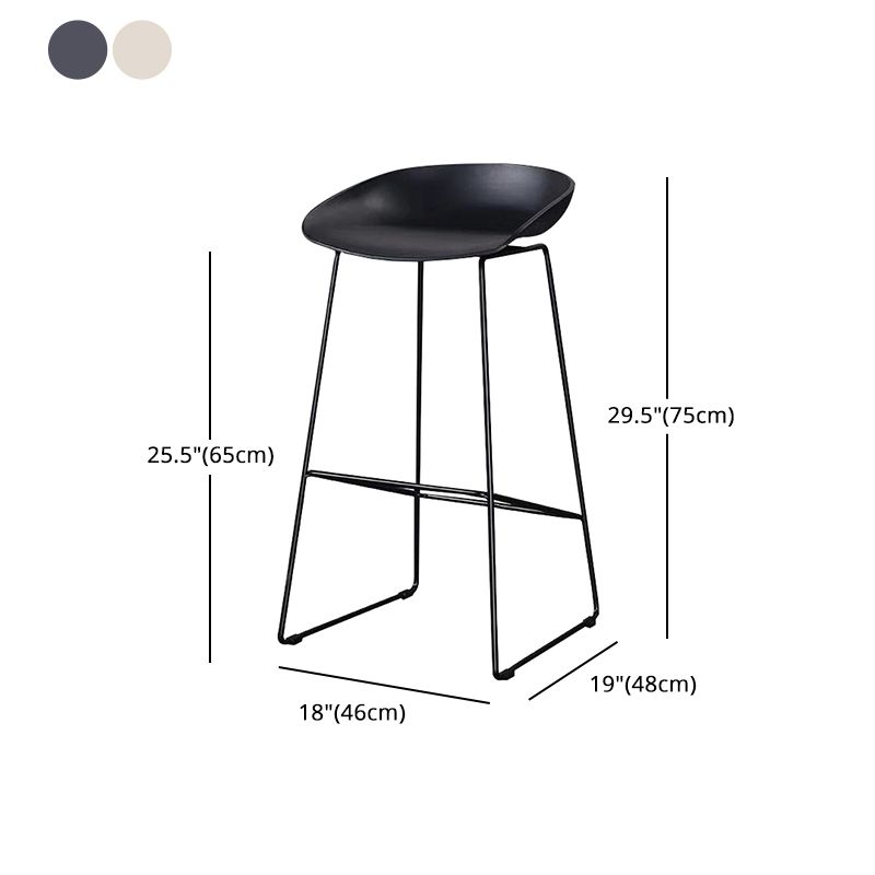 Nordic Indoor Simple Barstool Low Back Steel Tall Stool with Plastic Seat Clearhalo 'Bar Furniture' 'Bar Stools' 'bar_stools' 'furn' 'furn_bar_stools' 'Furniture' 'furniture_bar_stools' 'Kitchen & Dining Furniture' 1200x1200_6271831f-e635-4dff-ba0a-d0d57c31454f