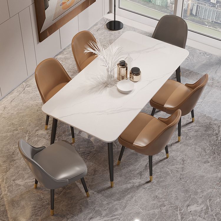 Table à manger en pierre fritrée blanche