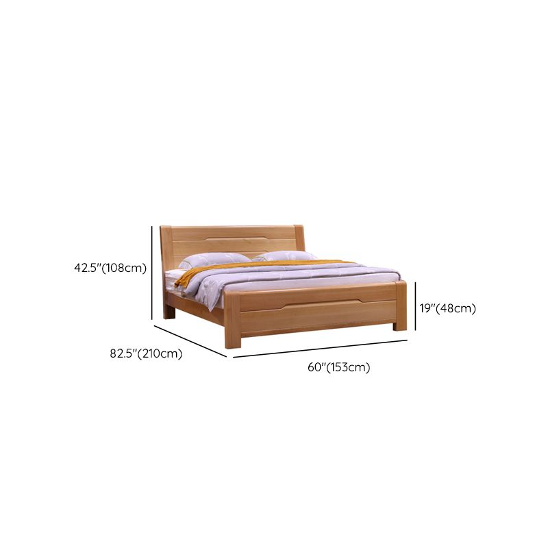 Modern Solid Wood Panel Bed Natural Rectangular Standard Bed with Headboard Clearhalo 'Bedroom Furniture' 'Beds' 'furn' 'furn_beds' 'Furniture' 1200x1200_62731fb0-fa90-48f9-9902-d0a1e3a00cd4