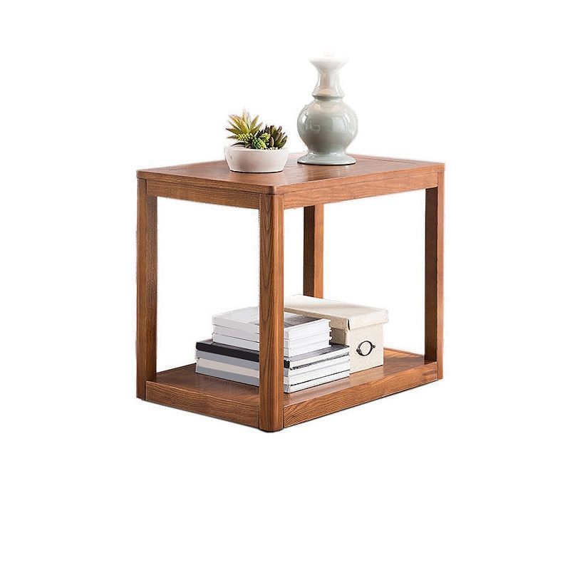 Wood Side 23.6"Tall Table Square End Modernistic Table with Shelf for Living Room Clearhalo 'Coffee & Accent Tables' 'End & Side Tables' 'end_side_tables' 'furn' 'furn_end_side_tables' 'Furniture' 'Living Room Furniture' 1200x1200_62765a5b-5ec6-4547-940d-0f2103112e0b