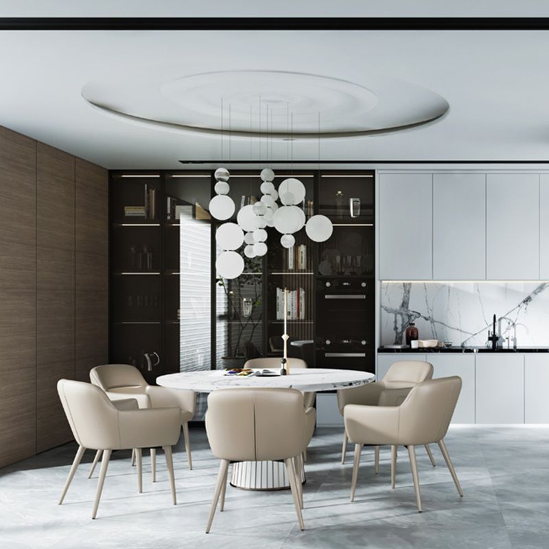 Zeitgenössische künstliche Lederarm -Speisen und Akzentstühle in Grau