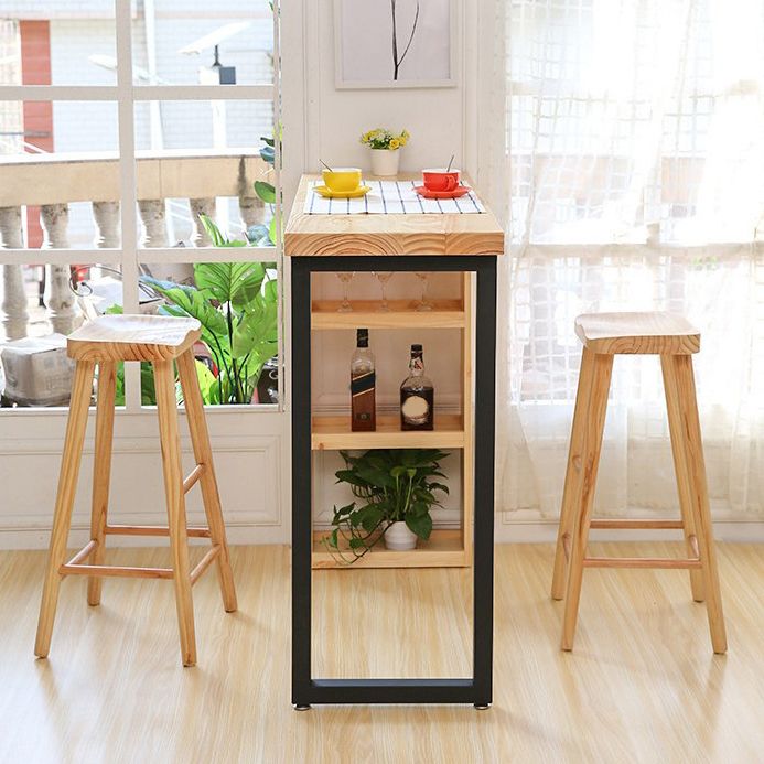 Mesa de barra de madera maciza rectangular de lujo Juego de mesa 1/2/3 piezas de mostrador con taburetes sin espalda