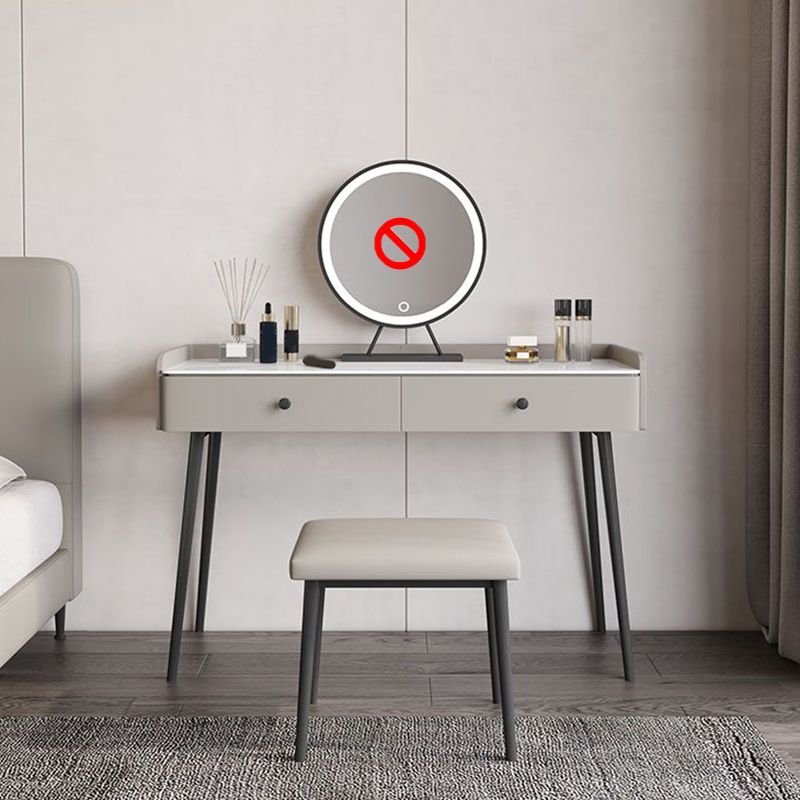 Set di sgabelli moderni per trucco per vanità in pietra bianca - 31,5 "/39.37" /47.24 "w