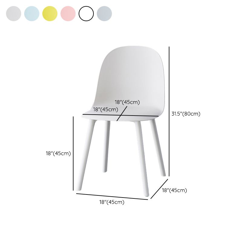 Sillas de comedor sin brazos modernas silla lateral de plástico para comedor