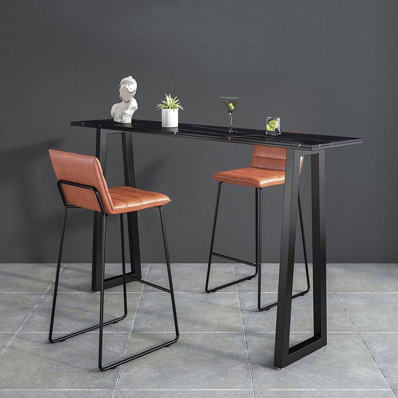 Black and Metal Base Table Rectangle Industrial Sintered Stone Bar Table Clearhalo 'Bar Furniture' 'Bar Tables' 'bar_tables' 'furn' 'furn_bar_tables' 'Furniture' 'Kitchen & Dining Furniture' 1200x1200_627afcd9-55c2-4417-ad36-73dfe5ea7082