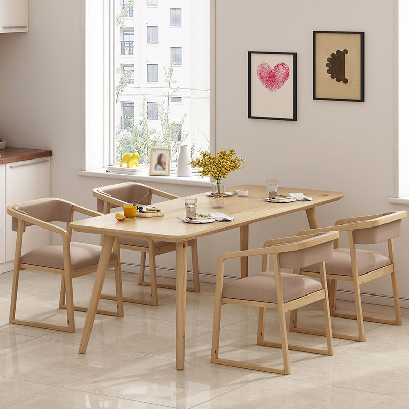 Rechthoekige eettafel Modern natuurlijk eiken massief houten tafelblad voor woonkamer