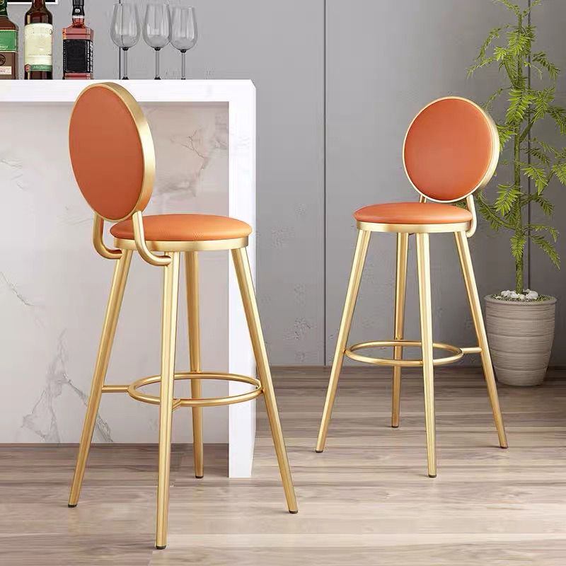 Faux Leather Counter Bar Stool Orange and Gold Bar and Counter Stool Clearhalo 'Bar Furniture' 'Bar Stools' 'bar_stools' 'furn' 'furn_bar_stools' 'Furniture' 'Kitchen & Dining Furniture' 1200x1200_627e28e1-863b-4eee-884d-83b5c6f88c54
