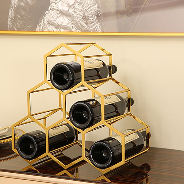 Metal Countertop Wine Glass Rack Modern Stackable Wine Bottle Holder in Gold Clearhalo 'furn' 'furn_wine_racks' 'Furniture' 'Kitchen & Dining Furniture' 'Wine Racks' 'wine_racks' 1200x1200_627e67f6-9f7b-468f-bea2-6f28fa13043b
