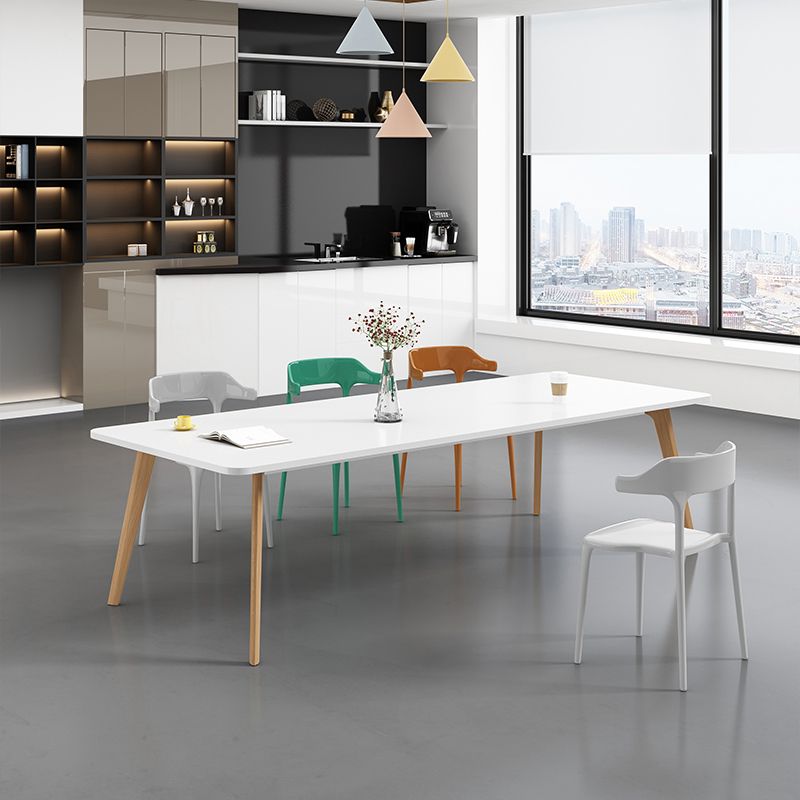 Manufactured Wood Contemporary Rectangle Table White Wood Top Table with 4 Legs Clearhalo ' dining_table' 'Dining Tables & Seating' 'Dining Tables' 'furn' 'furn_dining_table' 'Furniture' 'furniture_dining_table' 'Kitchen & Dining Furniture' 'kitchen&dining_furn' 'kitchen' 'kitchen_dining_table' 1200x1200_627ee520-51a9-40e8-b904-e7c22d362cc8