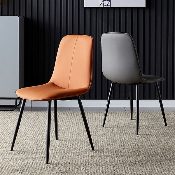 Modern Home Solid Back Side Chair Matte Finish Upholstered Dining Chair Clearhalo ' kitchen&dining_furn' 'Dining Chairs' 'Dining Tables & Seating' 'dining_chair' 'furn' 'furn_dining_chair' 'Furniture' 'furniture_dining_chair' 'Kitchen & Dining Furniture' 'kitchen' 1200x1200_6280f374-e156-499c-ba2a-fc9113333e16