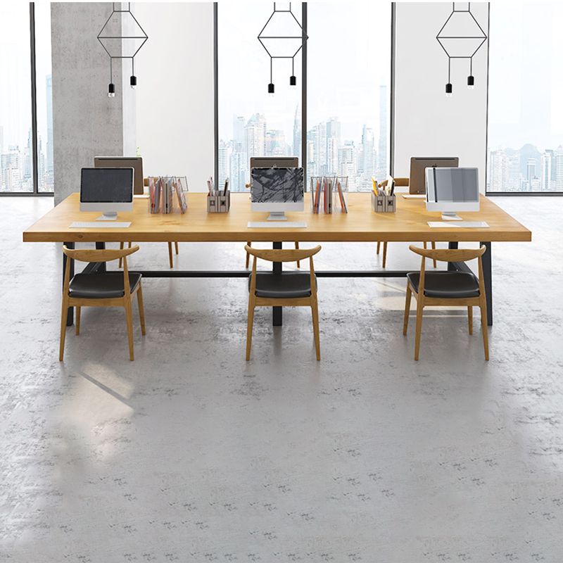 Rectangular Solid Wood Writing Desk Industrial Meeting Desk for Office Clearhalo 'furn' 'furn_office_desk' 'Furniture' 'Office Desks' 'Office Furniture' 'office_desk' 1200x1200_6281fe90-4f4a-4cbb-8432-73ba9a808c78