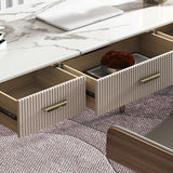 Tables de travail de bureau de forme rectangulaire en pierre en blanc