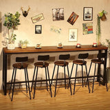 Industrial 1/6/11 Pieces Bar Table Set Rectangle Pine Wood Counter Table with High Stools