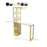 Double Pedestal Pub Table Rectangle Glam Bar Table with Wine Rack