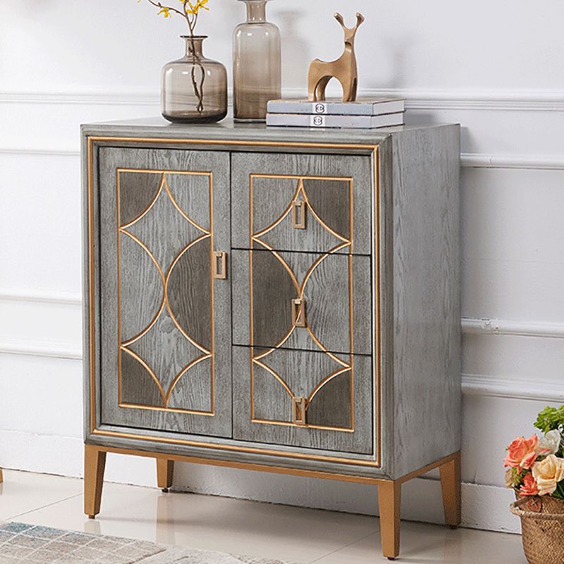 Glam Dining Server Wood and Metal Sideboard Cabinet with Drawers and Storage Clearhalo 'buffet_sideboard' 'Buffets & Sideboards' 'Furniture' 'furniture_buffet_sideboard' 'Kitchen & Dining Furniture' 1200x1200_6284eed6-1b47-4ae9-a2cf-30a09fd4fec0