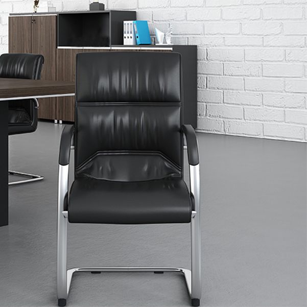No Wheels Modern Conference Chair Fixed Arms Leather Management Conference Chair Clearhalo 'furn' 'furn_office_chair' 'Furniture' 'Office Chairs' 'Office Furniture' 'office_chair' 1200x1200_62868528-5664-41d7-9156-413375627f75