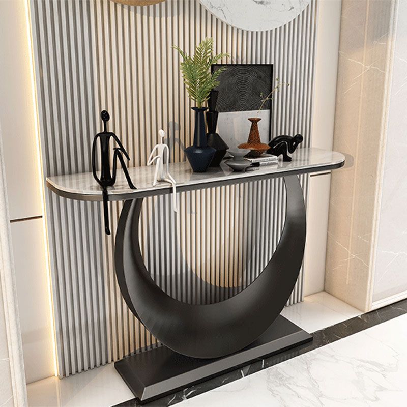 Tavolo di divano console di ferro moderno Stone Mezza Luna Console Tavolino per Hall