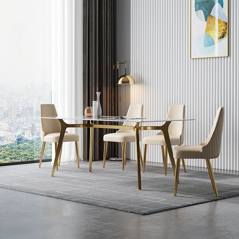 Luxury Sintered Stone Dining Table Rectangle Table with Metal Base and 4 Legs Clearhalo ' dining_table' 'Dining Tables & Seating' 'Dining Tables' 'furn' 'furn_dining_table' 'Furniture' 'furniture_dining_table' 'Kitchen & Dining Furniture' 'kitchen&dining_furn' 'kitchen' 'kitchen_dining_table' 1200x1200_6289bc0c-8708-40f7-957c-a910f7749270