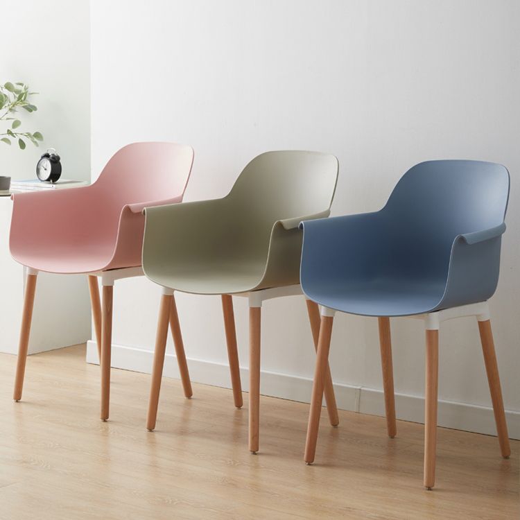Scandinavian Dining Arm Chairs Plastic Armchairs with Wood Legs (Set of 4) Clearhalo ' kitchen&dining_furn' 'Dining Chairs' 'Dining Tables & Seating' 'dining_chair' 'Furniture' 'furniture_dining_chair' 'Kitchen & Dining Furniture' 'kitchen' 1200x1200_628a174f-7ee7-4485-a25d-6af1e07830fc