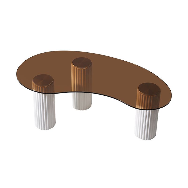 Free Form Glass Top Coffee Table with 3 Steel Legs Single Coffee Table Clearhalo 'Coffee & Accent Tables' 'Coffee Tables' 'coffee_tables' 'furn' 'furn_coffee_tables' 'Furniture' 'Living Room Furniture' 1200x1200_628b3a17-e3c8-4f8e-a66b-41be82040468