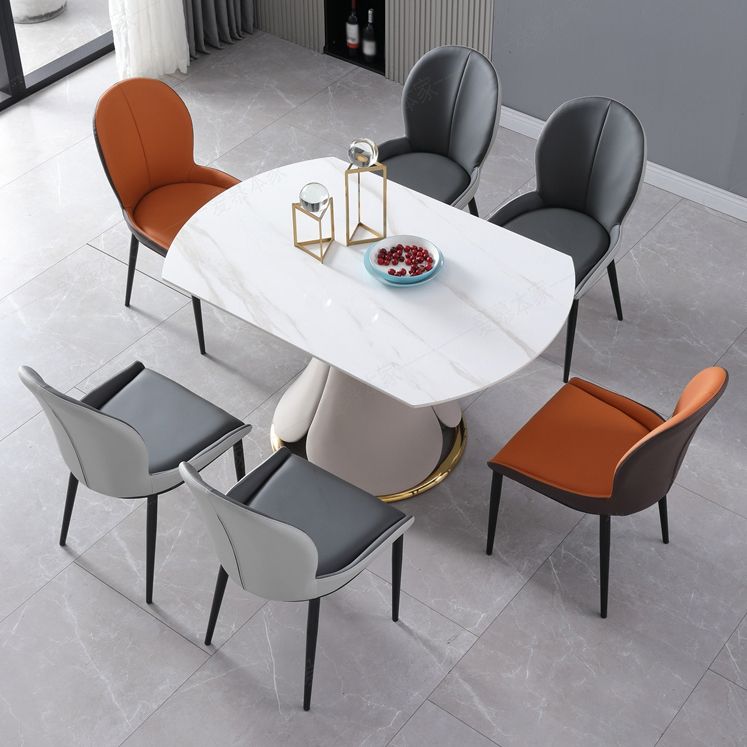 Glam Leatherwear Dinette Set 1/2/5/7 Pieces Round Scalable Sintered Stone Dining Table Set Clearhalo 'Dining Room Sets' 'Dining Tables & Seating' 'dining_room_set' 'furn' 'furn_dining_room_set' 'Furniture' 'furniture_dining_room_set' 'Kitchen & Dining Furniture' 1200x1200_628b3f42-1227-416b-a193-a8079cc8bd68