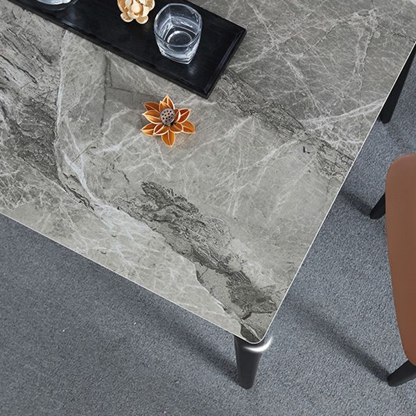 Rectangle 4 Legs Industrial Table Grey Tone Fixed Table of Sintered Stone Clearhalo ' dining_table' 'Dining Tables & Seating' 'Dining Tables' 'furn' 'furn_dining_table' 'Furniture' 'furniture_dining_table' 'Kitchen & Dining Furniture' 'kitchen&dining_furn' 'kitchen' 'kitchen_dining_table' 1200x1200_628b7d53-4410-4ee9-8ed2-65f550292ddd