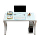Glass Contemporary Office Desk Antique Finish Computer Desk with Metal Legs Clearhalo 'furn' 'furn_office_desk' 'Furniture' 'Office Desks' 'Office Furniture' 'office_desk' 1200x1200_628d29f3-7274-4278-9073-b59d811fe3ff