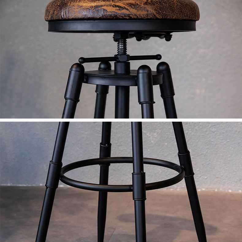 Industrial Adjustable Height Footrest Iron Bar Stool 27.55" Kitchen Stool with Black Legs Clearhalo 'Bar Furniture' 'Bar Stools' 'bar_stools' 'furn' 'furn_bar_stools' 'furniture_bar_stools' 'Kitchen & Dining Furniture' 'kitchen&dining_furn' 'kitchen' 'kitchen_furn' Furniture' 1200x1200_628e5d84-2972-4ab9-85c9-dab03c2bbf6b