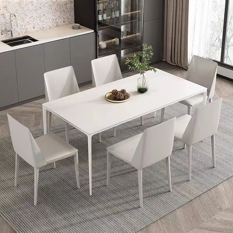 Modern 1/4/5/6/7 Pieces White Dining Set Sintered Stone Dining Table Set with Chairs Clearhalo 'Dining Room Sets' 'Dining Tables & Seating' 'dining_room_set' 'furn' 'furn_dining_room_set' 'Furniture' 'furniture_dining_room_set' 'Kitchen & Dining Furniture' 'kitchen&dining_furn' 'kitchen' 1200x1200_628f552f-3108-4311-8647-11a801f02a0d
