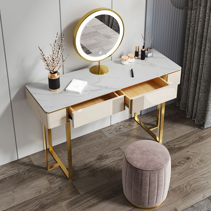 2 -schüchternen Waschtisch -Make -up -Tisch -Eitelkeitshocker in Weiß - 29,53 "H.